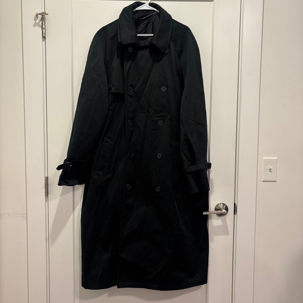 Ralph Ralph Lauren Mens Black Double Breasted Trench Coat Rain Repellent